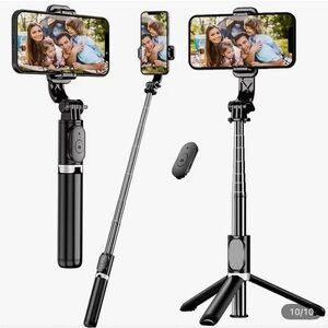 Black Selfie Stick Tripod with Bluetooth Remote